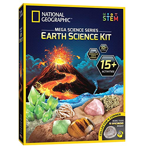 NATIONAL GEOGRAPHIC Earth Science Kit - Over 15 Science Experiments & STEM Activities for Kids, Includes Crystal Growing Kit, Volcano Science Kit