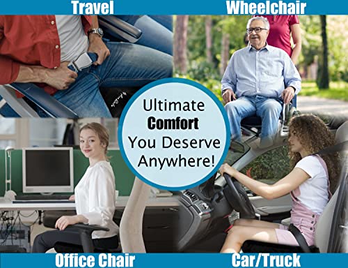 Orthopedic Seat Cushion Coccyx Extra Large Memory Foam Gel Sitting Pillow for Back Pain, Sciatica and Tailbone Relief - Perfect Fit for Office and Kitchen Chair, Wheelchair, Car, Truck (XL-Black)