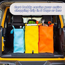Scrub Daddy Cart Daddy Reusable Grocery Bags - 2 Large Orange & Yellow Cart Bags for Bulky, Light Items + 1 Small Blue Cart Organizer Tote for Heavy, Fragile Items - Foldable, Washable & Expandable