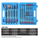 Swpeet 17Pcs Rotary Hammer Drill Bits and Chisel Set, 13 Drill Bits and 4 Chisels with Storage Case, Concrete Masonry Hole Tool Carbide-Tipped Masonry Drill Bits and Chisels for Concrete Stone Brick