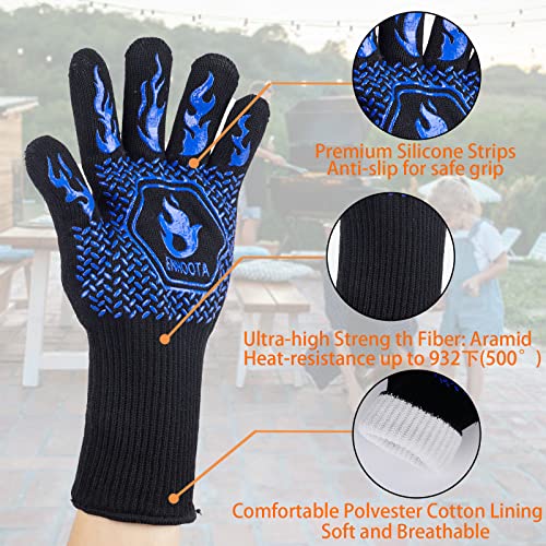 ENHOOTA BBQ Gloves Heat Proof, 1472 Degree F Heat Resistant Grilling Gloves for Heat Resistant Cooking, Outdoor Grill, Barbecue, Oven, Cooking, Kitchen and Baking