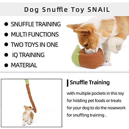 TOTARK Treat Dispensing Snail Snuffle Toys Squeaky Dog Puzzle Birthday Interactive Dog Toy for Foraging Instinct Training, Enrichment Plush Toys Chew Teething Soft Puppy Toy Brain Games for Boredom
