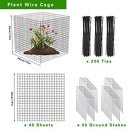 10 Pack Wire Plant Protectors Square Wire Plant Cages Mesh Plant Cage Chicken Wire Cloche with 40 Ground Stakes and 200 Nylon Ties Protect Plants, Garden,Shrubs and Vegetables from Animals, 12x12 inch