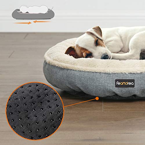 FEANDREA Dog Bed, Dog Sofa, Cat Bed, Donut Shape, Round, 55 cm Dia, Grey PGW55G