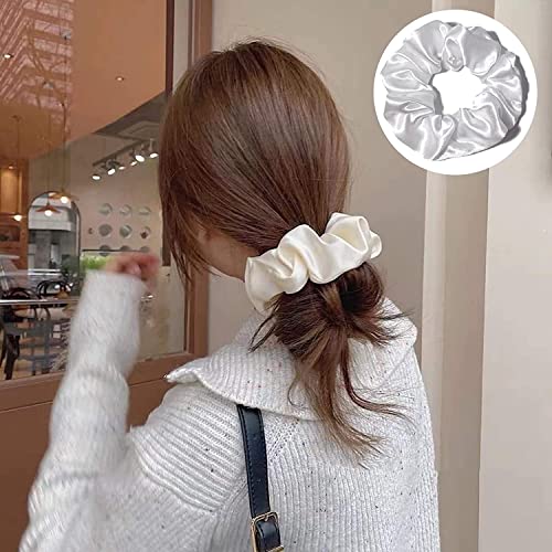 Big Real Silk Scrunchies,3Pcs Silk Satin Hair Ties Ropes Soft Elastic Hair Band Ponytail Holder Large Jumbo Hair Scrunchy,Silk Scrunchies Pure Silk Scrunchies,No Crease Silk Scrunchie Silk Hair Tie