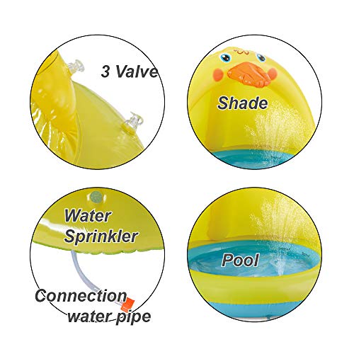 Shade Baby Pool, Sprinkle and Splash Play Pool, Outdoor Duck Bathtub of 39 Inches