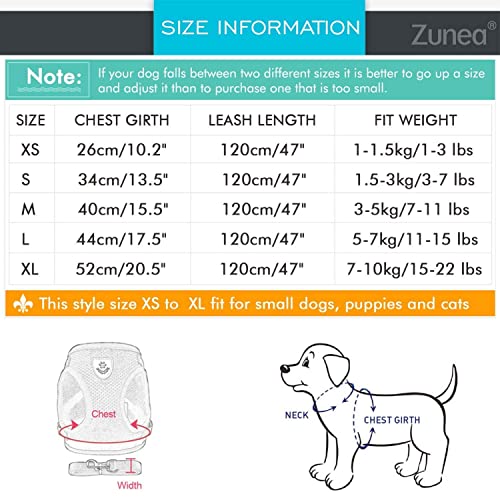 ZUNEA No Pull Small Dog Harness and Lead Set Adjustable Reflective Step-in Chihuahua Vest Harnesses Mesh Padded Plaid Escape Proof Puppy Jacket for Boy Girl Pet Dogs Cats Pink XS