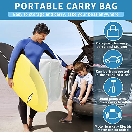 AZXRHWYGS 10 ft Dinghy Boats, 4 Persons Inflatable Boat Fishing Kayak Raft Sport Boat for Adults with Paddles Air Pump Carry Bag