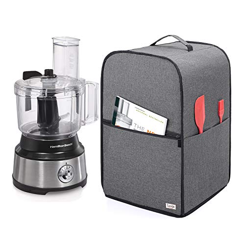 Luxja Food Processor Cover for Cuisinart and Hamilton Beach 8-10 Cup Processor, Food Processor Dust Cover with Accessories Pockets, Gray
