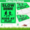 4 Pieces Slow Down Kids At Play Sign with Metal Stake, 12 x 16 Inch Kids At Play Safety Signs, Double Sided Child Safety Caution Signs, Children Sign for Street, Lawn Neighborhoods(Green)