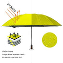 HAILSTORM Folding Reverse Umbrella with UV and UPF50+ Protection - Inverted Windproof Umbrellas with Lightweight Fiberglass Frame - Yellow