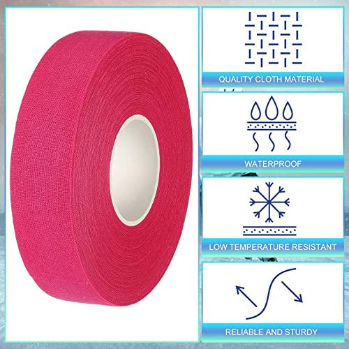 2 Rolls Cloth Hockey Tape 27 yd x 1 Inch Multipurpose Hockey Stick Tape Athletic Sport Tape for Ice Roller Blade Handle Protector (Bright Pink)