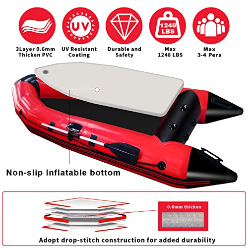 AZXRHWYGS 10 ft Dinghy Boats, 4 Persons Inflatable Boat Fishing Kayak Raft Sport Boat for Adults with Paddles Air Pump Carry Bag