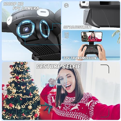 SOTAONE S400 Drone with Camera for Adults Kids, 1080P HD Foldable Mini Drones for Boys Girls, Remote Control Helicopter Toys Gifts with Auto-hovering, One Key Start, Self-spin, 3 Speeds, 2 Batteries