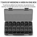 Three times a day portable pill box, seven days 21 compartments detachable dustproof pill box for pills/capsules/vitamins/fish oil, etc