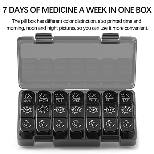 Three times a day portable pill box, seven days 21 compartments detachable dustproof pill box for pills/capsules/vitamins/fish oil, etc