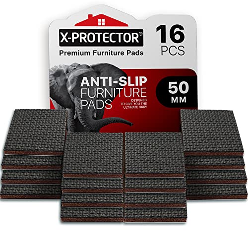 X-PROTECTOR Non-Slip Furniture Pads 16 PCS - 50 mm Premium Furniture Grippers! Best Self-Adhesive Rubber Feet for Furniture Feet - Ideal Non-Skid Furniture Pads - Keep Furniture in Place!