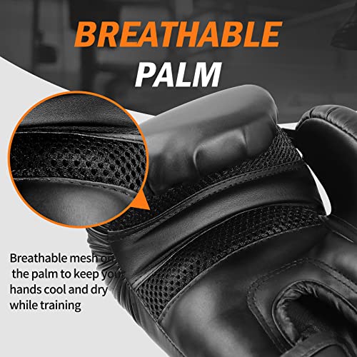 Boxing Gloves for Men and Women Suitable for Boxing Kickboxing Mixed Martial Arts Maui Thai MMA Heavy Bag Fighting Training Boxing Gloves for Men and Women (Black, 10oz)