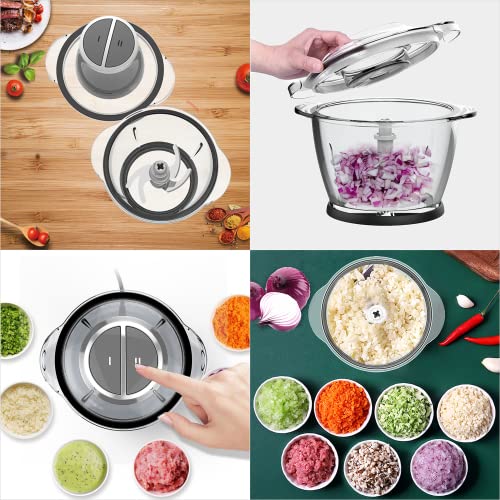 ELESTYLE 500W Food Chopper, Vegetable Chopper Electric, 4 Blades, Meat Grinder, 2 Speed Chopper with Non-Slip Base, 1.2L Capacity Glass Bowl, Food Processor Suitable for Meat, Vegetable, Fruit