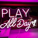 Play All Day Neon Signs for Wall Decor Pink Led Light Sign for Birthday Party Bedroom Game Room Christmas Gifts, Gamer Neon Sign Wall Art (Play All Day (Pink))