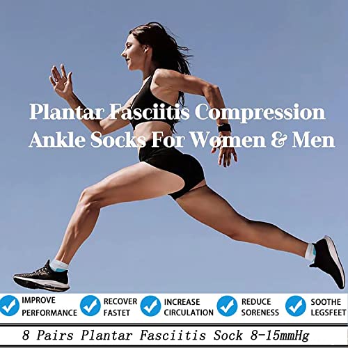 Compression Socks Plantar Fasciitis Sock for Women and Men, 6 Pairs Arch Support Low Cut Running Gym Sport Hiking Cycling Travel Nurses Compression Foot Socks (L-XL, Assorted4)