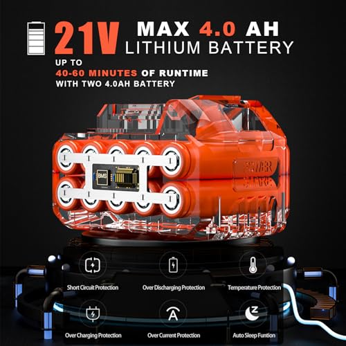 ALLONE Cordless Whipper Snipper with 4.0Ah Battery and Fast Charger, 4 Types Blades, Electric Grass Trimmer Lightweight Lawn Edger Battery Powered Brush Cutter with Power Display