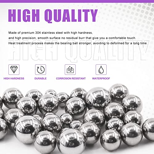 Swpeet 330Pcs 16 Size 1mm 2mm 2.5mm 3mm 3.5mm 4mm 4.5mm 5mm 5.5mm 6mm 7mm 8mm 9mm 10mm 11mm 12mm Metric Steel Loose Bicycle Bearing Steel Ball Precision Balls Assortment Kit for Bicycles Casters