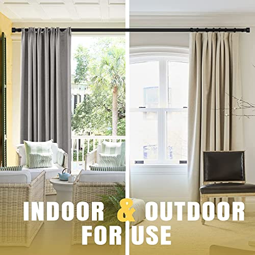 Curtain Rods for Windows 120 to 240, 1 Inch Black Curtain Rod Set, Heavy Duty Drapery Rods with Adjustable Curtain Rods, Outdoor Curtain Rod with Simple End Caps, 120"-240"