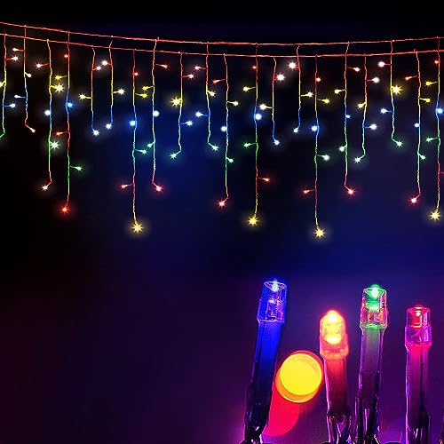 Jingle Jollys Christmas Lights Multi Colour LED Icicle Light, Outdoor Decorations, 20m Long 800 Bulbs Water Resistant for Home Indoor Wedding Party Festival Decor