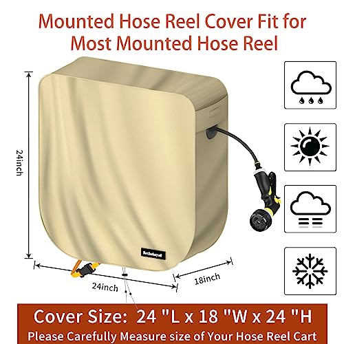 Bethshaya Garden Wall-mounted Hose Reel Cover,Waterproof, Dustproof and Sun-Proof Protect Your Retractable Garden Hose Reel and prolong its Life(24"L x18"Wx24"H)