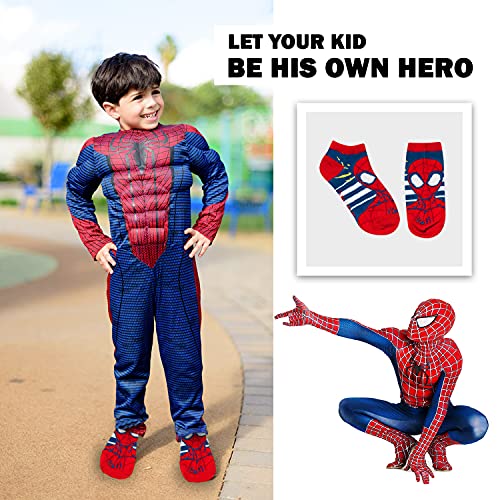 Marvel Spider-man Socks for Boys, 10 Pairs Low Cut Socks for Boys Ages 3-9, Red, One size