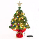 Sunnyglade 22Inch Tabletop Christmas Tree Mini Artificial Christmas Tree with 35 LED Lights for Table Top Desk Classic Series Holiday Decoration (Green)