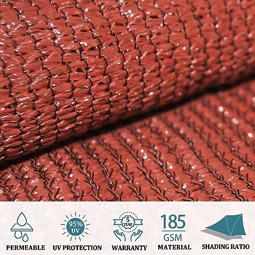 Shade&Beyond 12'x12'x12' Sun Shade Sail Triangle Canopy Rust Red Outdoor UV Sunshade Sail for Patio Yard Backyard Garden Lawn