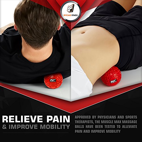 Muscle Max Massage Ball - Therapy Ball for Trigger Point Massage - Deep Tissue Massager for Myofascial Release - Mobility Ball for Exercise & Recovery (Fire Red)