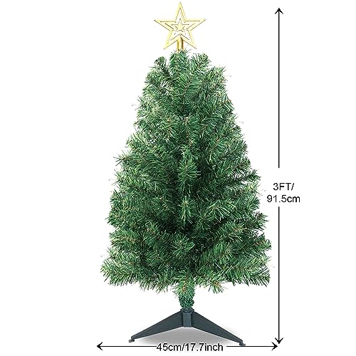 DUUDO 3FT Premium Hinged Artificial Holiday Small Mini Christmas Tree for Tabletop,Home, Office, Indoor and Outdoor Holiday Decoration,Easy Assembly Metal Hinges & Foldable Base