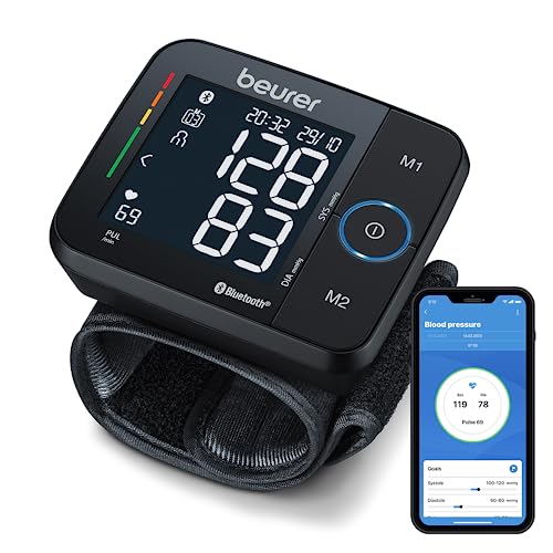 Beurer BC54 Wrist Blood Pressure Monitor With Health Management App, Colour-Coded Risk Indicator, Arrhythmia Detection And Digital Display, Medically Certified