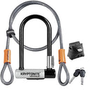 Kryptonite Kryptolok Mini-7 12.7mm U-Lock Bicycle Lock with FlexFrame-U Bracket & KryptoFlex 410 10mm Looped Bike Security Cable, Black & Steel