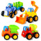 YOLOMOON Baby Toys Car, 4 PCS Push and Go Friction Powered Car Toy, Construction Engineering Vehicles Toy Set, Tractor Bulldozer Dumper Cement Mixer Truck, Early Educational Toys for 1 2 3 Year Old Boys Girls, Gifts for Toddlers Kids