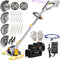 ALLONE Cordless Whipper Snipper with 4.0Ah Battery and Fast Charger, 4 Types Blades, Electric Grass Trimmer Lightweight Lawn Edger Battery Powered Brush Cutter with Power Display