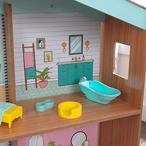 KidKraft Designed by Me™: Colour Décor Wooden Dolls House with Furniture for 30 cm Dolls, Accessories and Colouring Book with Dollhouse Wallpaper Included, Kids' Toys, 10158