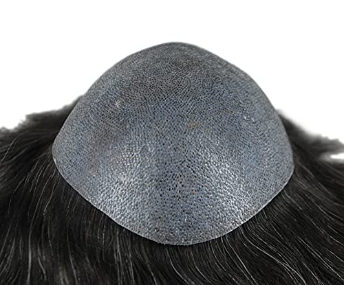 Black Mixed Grey Toupee for Men Mens Natural Hairpiece Remy Human Hair Unit (1B20)