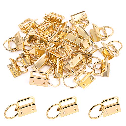 Swpeet 30Pcs Rose Gold 1 Inch Key Fob Hardware with Key Rings Sets, Perfect for Bag Wristlets with Fabric/Ribbon/Webbing/Embossed and Other Hand Craft - 25mm