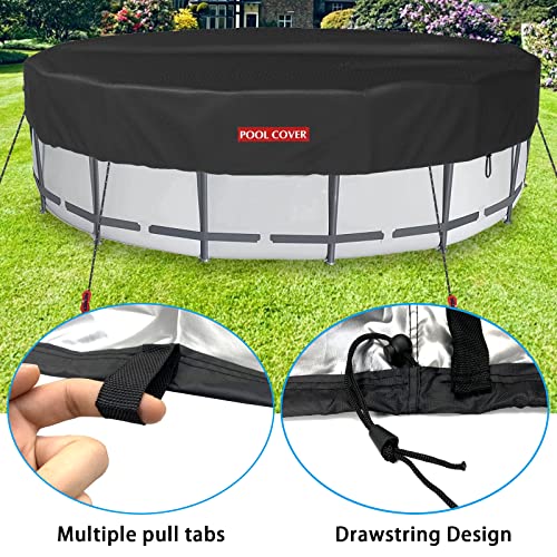 12 FT Round Swimming Pool Cover, Solar Pool Covers for Above Ground Pool, Inground Pools & Hot Tub with Adjustable Drawstring Design, 420D Oxford Fabric with PVC Lining Pool Cover