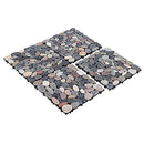 PURE ERA Natural Real Stone Interlocking Floor Deck Tiles Sliced Pebble Tile Indoor Outdoor Use 11.8”x11.8” (4Pcs, 4 sq. Ft, Sliced Mixed Color)- Great Upgrade to Patio Backyard Pathway