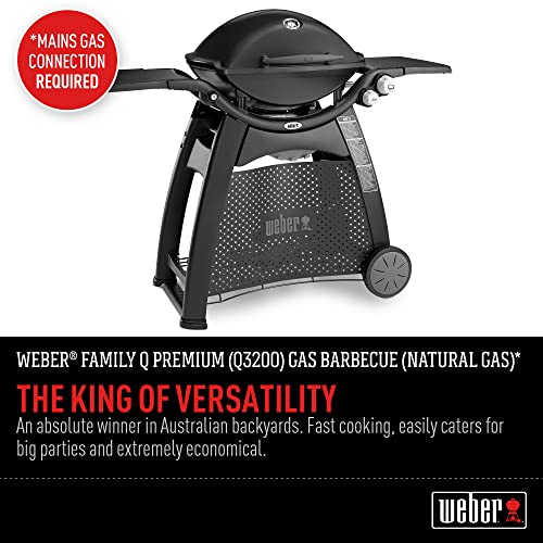 Weber Family Q Premium BBQ Black (Q3200 - Classic 2nd Generation) - Connection to Natural Gas Required