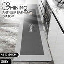 Gominimo Anti-Slip Diatom Bath Mat, Bathroom Floor Rug and Quick Dry, Water Absorption Bathtub Mat with Non-Slip, Thickened, Soft, Easy to Clean, 45x150cm, Rectangle, Grey
