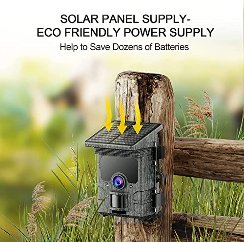 Solar Powered Trail Camera WiFi - 46MP 4K Bluetooth Game Camera with 120 Degree PIR Range Hunting Scouting Camera