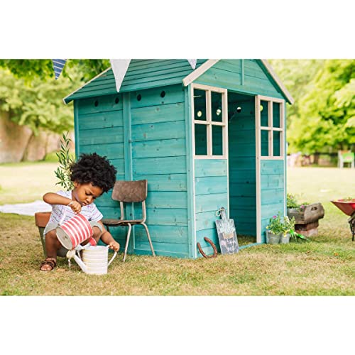 Garden Hut Wooden Cubby House - Teal