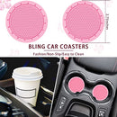 10 Pcs Leather Steering Wheel Cover for Women Cute Car Accessories Set with Seat Belt Shoulder Pads Seatbelt Covers Cup Holders Bling Start Button Ring Sticker Air Vent Clip Car Accessories(Pink)