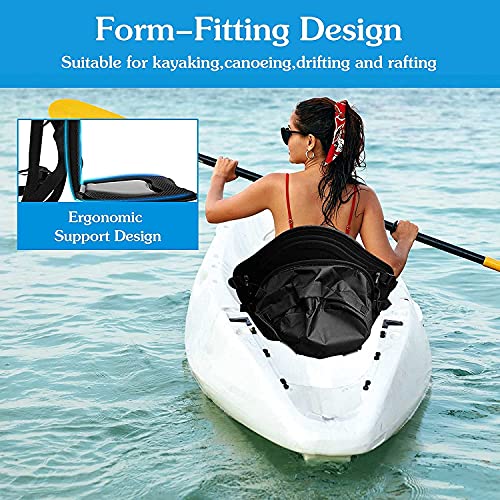 Vashly Kayak Seat Deluxe Padded Fishing Boat Seat Deluxe Sit-On-Top Canoe Seat Cushioned - Comfortable Backrest Support Universal Sit with Adjustable Back Strap and Storage Bag